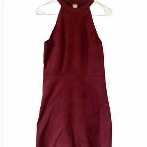 Altar’d State burgundy halter micro suede dress